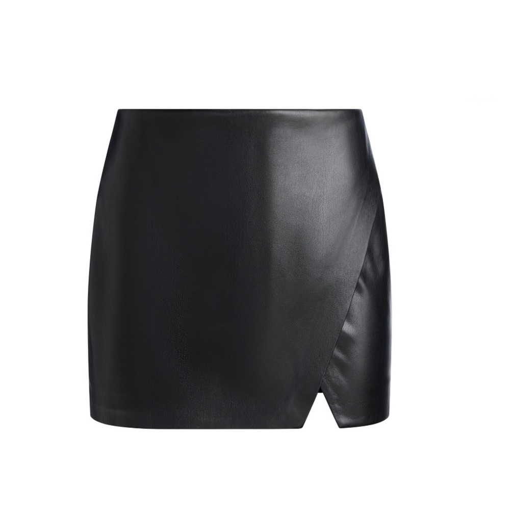 ALICE + OLIVIA Siobhan Vegan Faux Leather Wrap Mini in Black size 12 $250 MSRP - Picture 3 of 12